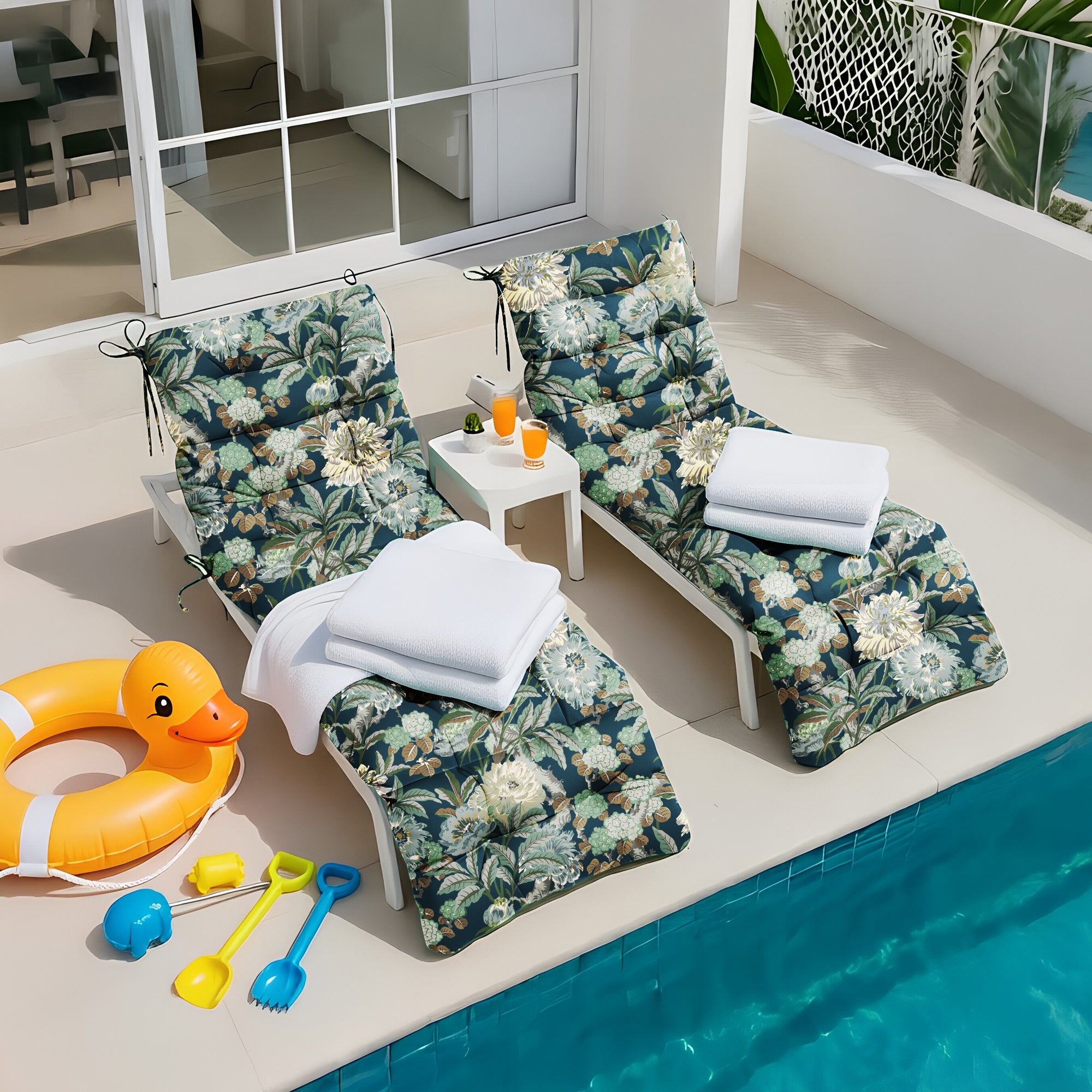 Outdoor Chaise Lounge Chair Cushion 72 x 22 x 4 Inches 100% Waterproof Polyester Patio Pool Lounge Chair Cushion for Outdoor Furniture with Ties
