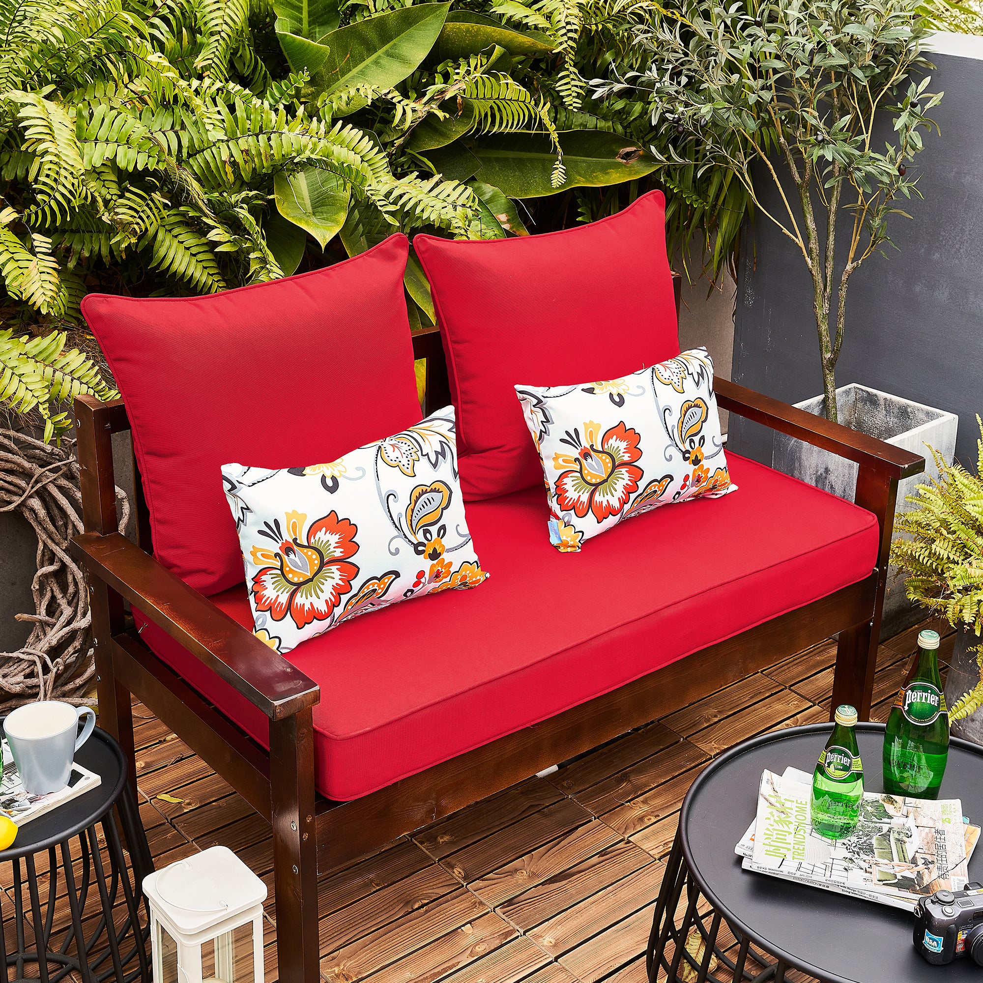 ARTPLAN Patio Bench Cushions Set of 5, Outdoor Sofa Cushions | All-Weather Fabric | Lumbar Support Pillows | Waterproof & Fade-Resistant for Sectionals
