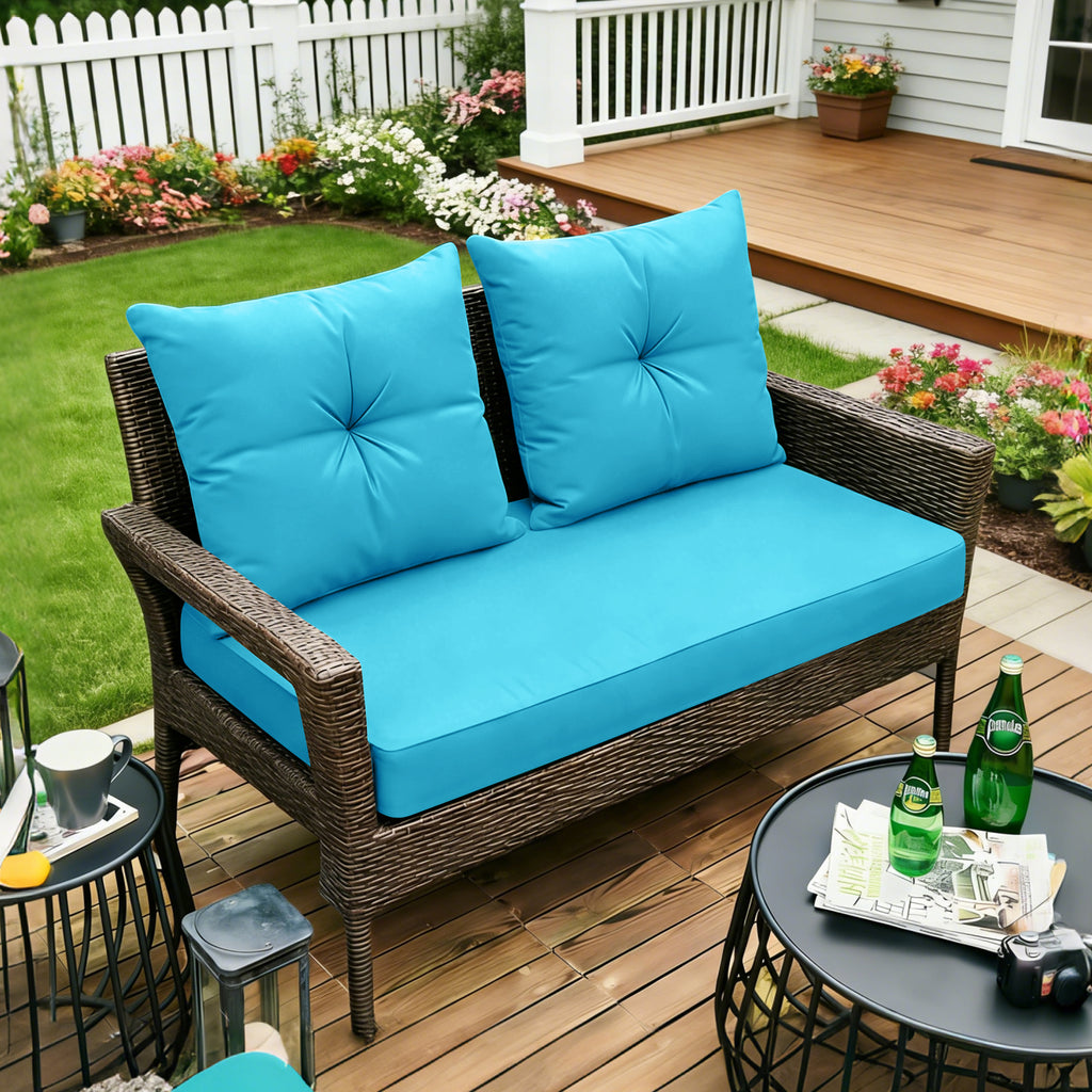 ARTPLAN Outdoor Loveseat Deep Seat Cushion Set, 46"x24"x4" Water Repellent Fade-Resistant Patio Cushions, Solution-Dyed Fabric with Removable Zipper Cover, High-Density Foam for Bench, Swing & Patio Furniture