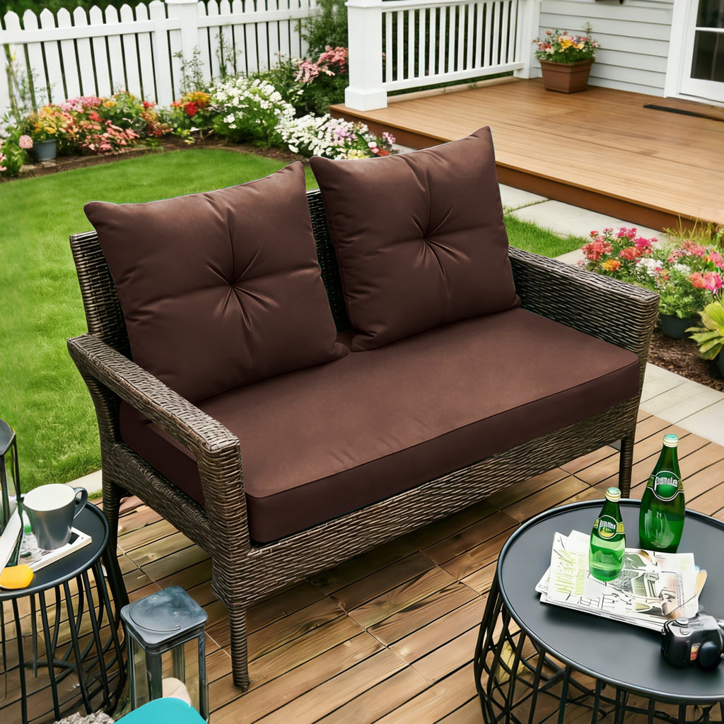 ARTPLAN Outdoor Loveseat Deep Seat Cushion Set, 46"x24"x4" Water Repellent Fade-Resistant Patio Cushions, Solution-Dyed Fabric with Removable Zipper Cover, High-Density Foam for Bench, Swing & Patio Furniture
