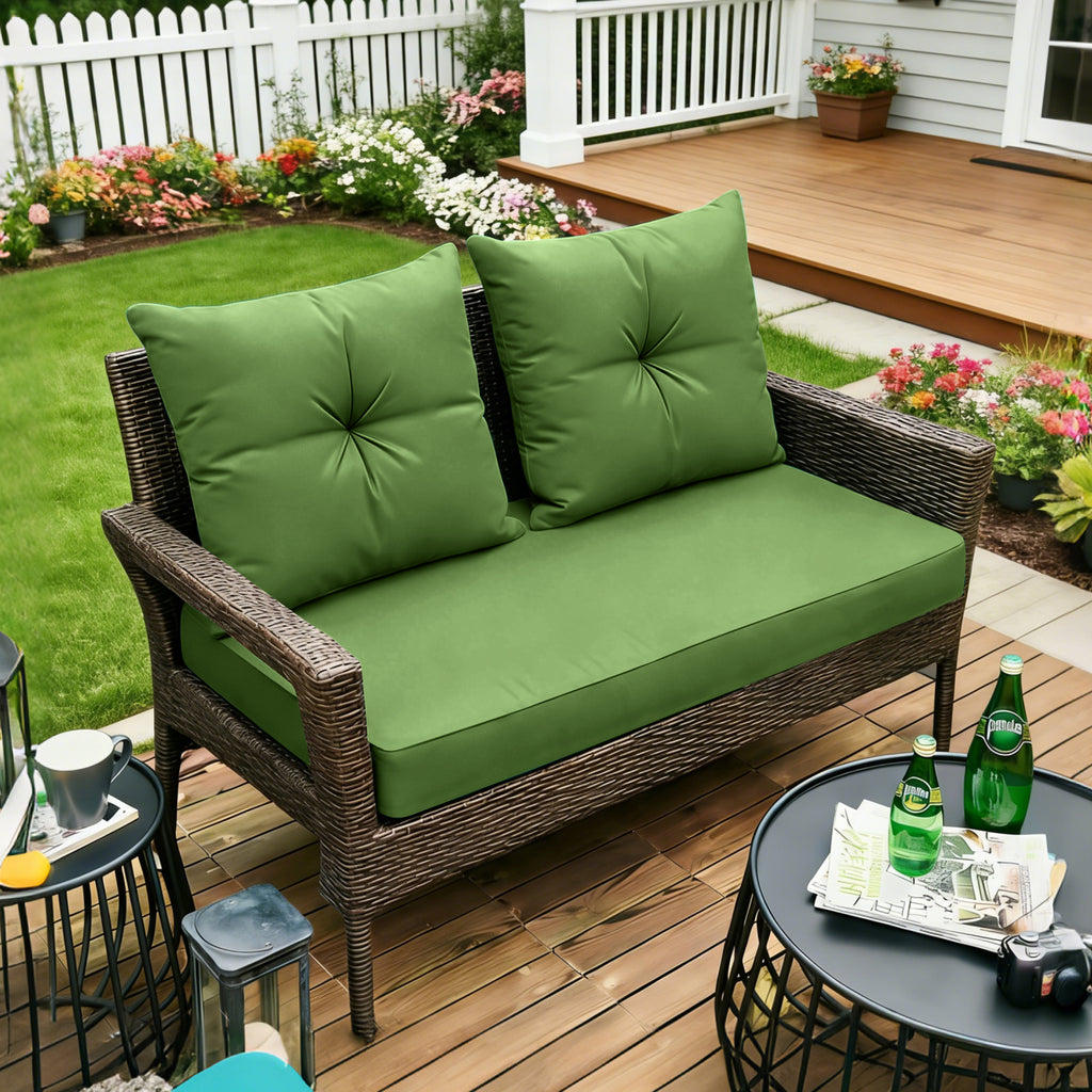 ARTPLAN Outdoor Loveseat Deep Seat Cushion Set, 46"x24"x4" Water Repellent Fade-Resistant Patio Cushions, Solution-Dyed Fabric with Removable Zipper Cover, High-Density Foam for Bench, Swing & Patio Furniture