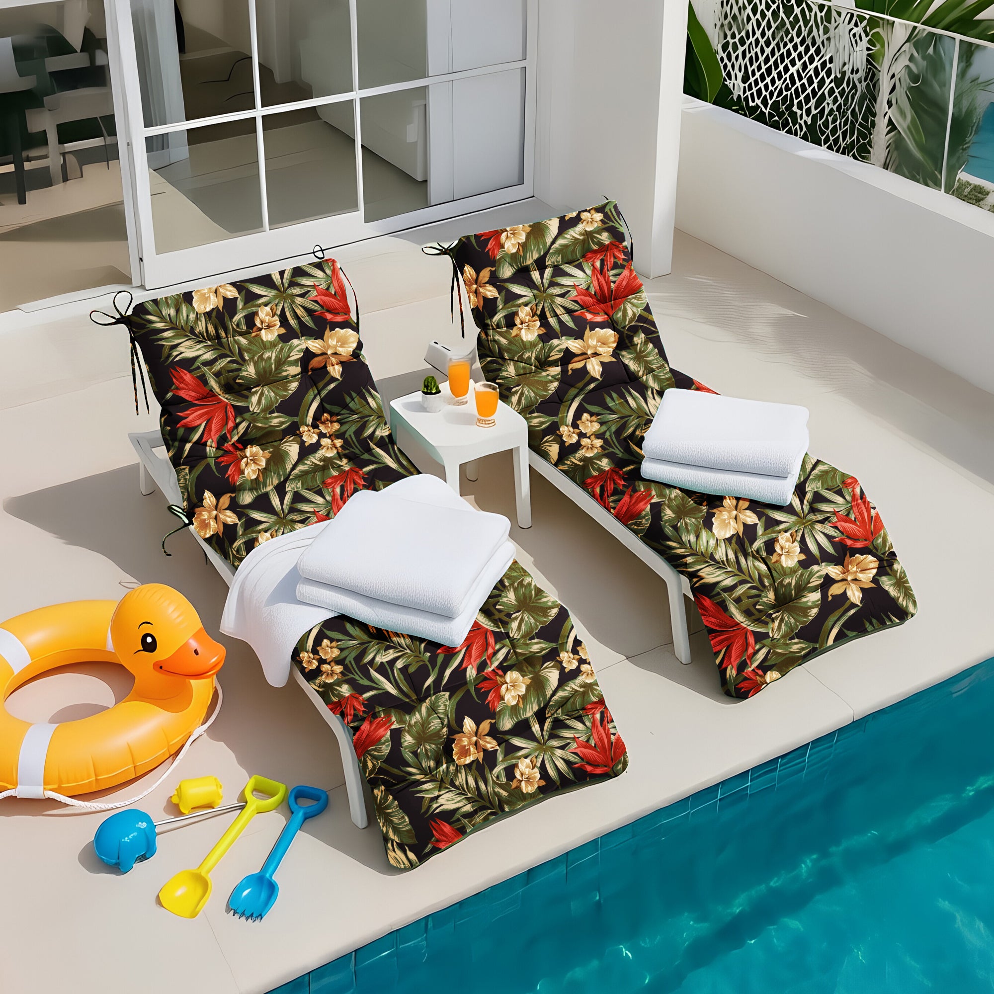 Outdoor Chaise Lounge Chair Cushion 72 x 22 x 4 Inches 100% Waterproof Polyester Patio Pool Lounge Chair Cushion for Outdoor Furniture with Ties