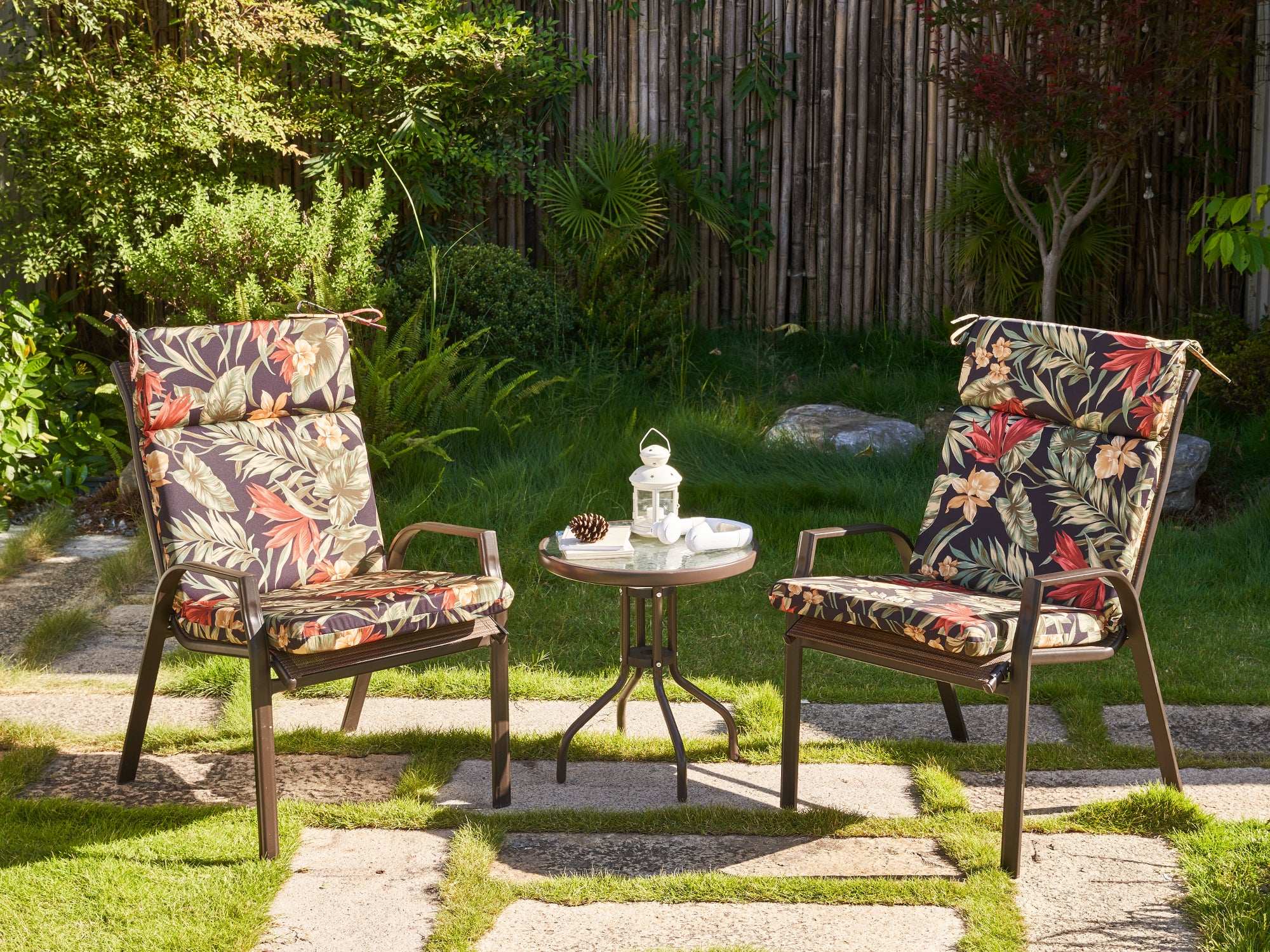 ARTPLAN Outdoor Chair Cushion,Seat & High Back Adirondack Rocking Wicker Chair Lawn Foam Cushion for Patio Furniture,45.5"x21"x3"