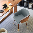 ARTPLAN Modern Dining Chair Faux Leather, Walnut Top Metal Legs Kitchen Seat，set of 1/set of 2