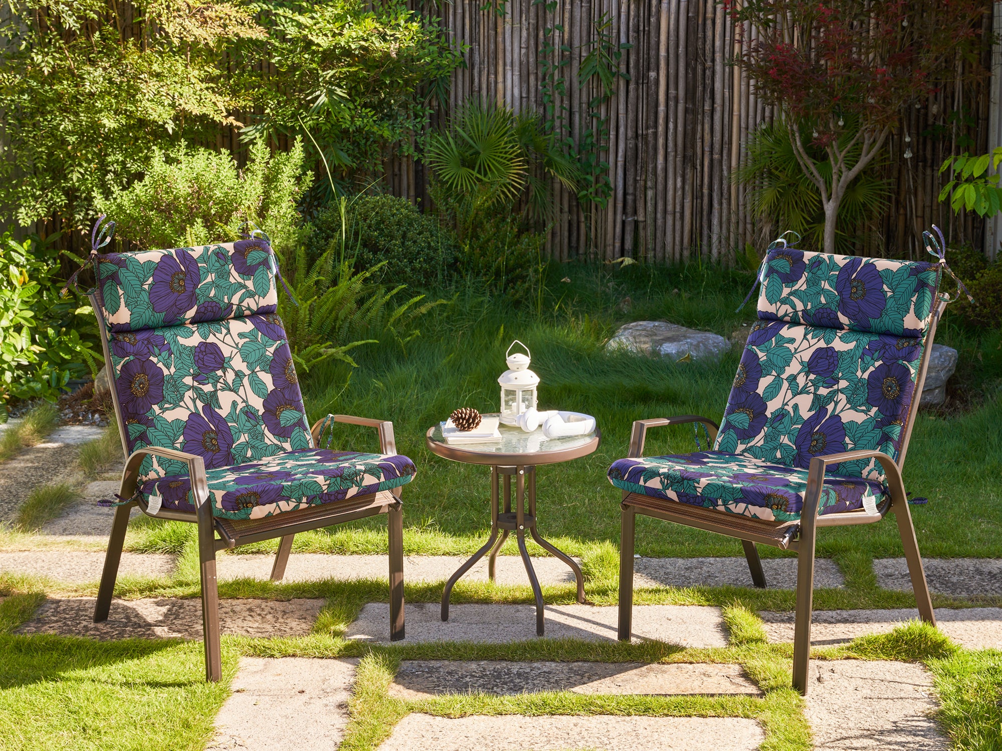 ARTPLAN Outdoor Chair Cushion,Seat & High Back Adirondack Rocking Wicker Chair Lawn Foam Cushion for Patio Furniture,45.5"x21"x3"