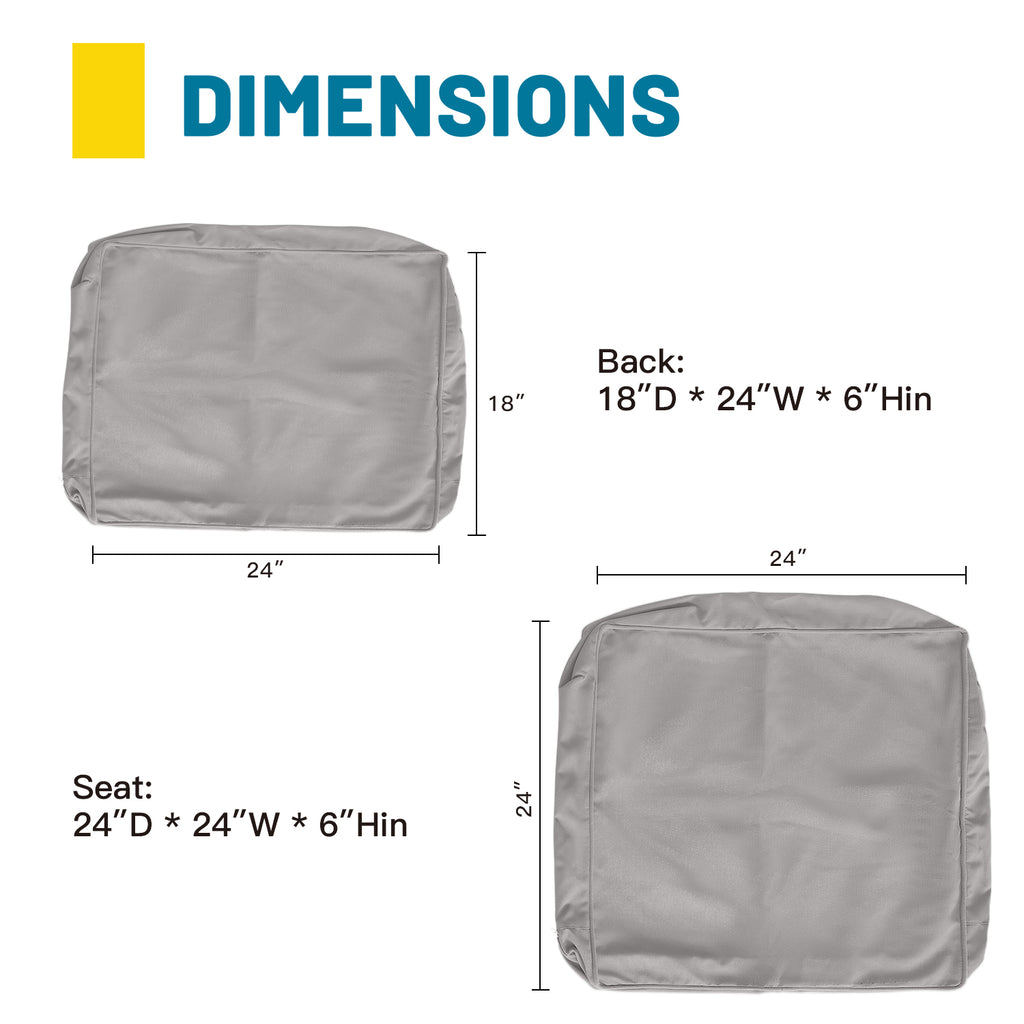 ARTPLAN Outdoor Deep Seat Slipcovers，Set of 2 24x24x6" 18x24 Olefin,Square Outdoor Cushion Cover, for Patio Funiture