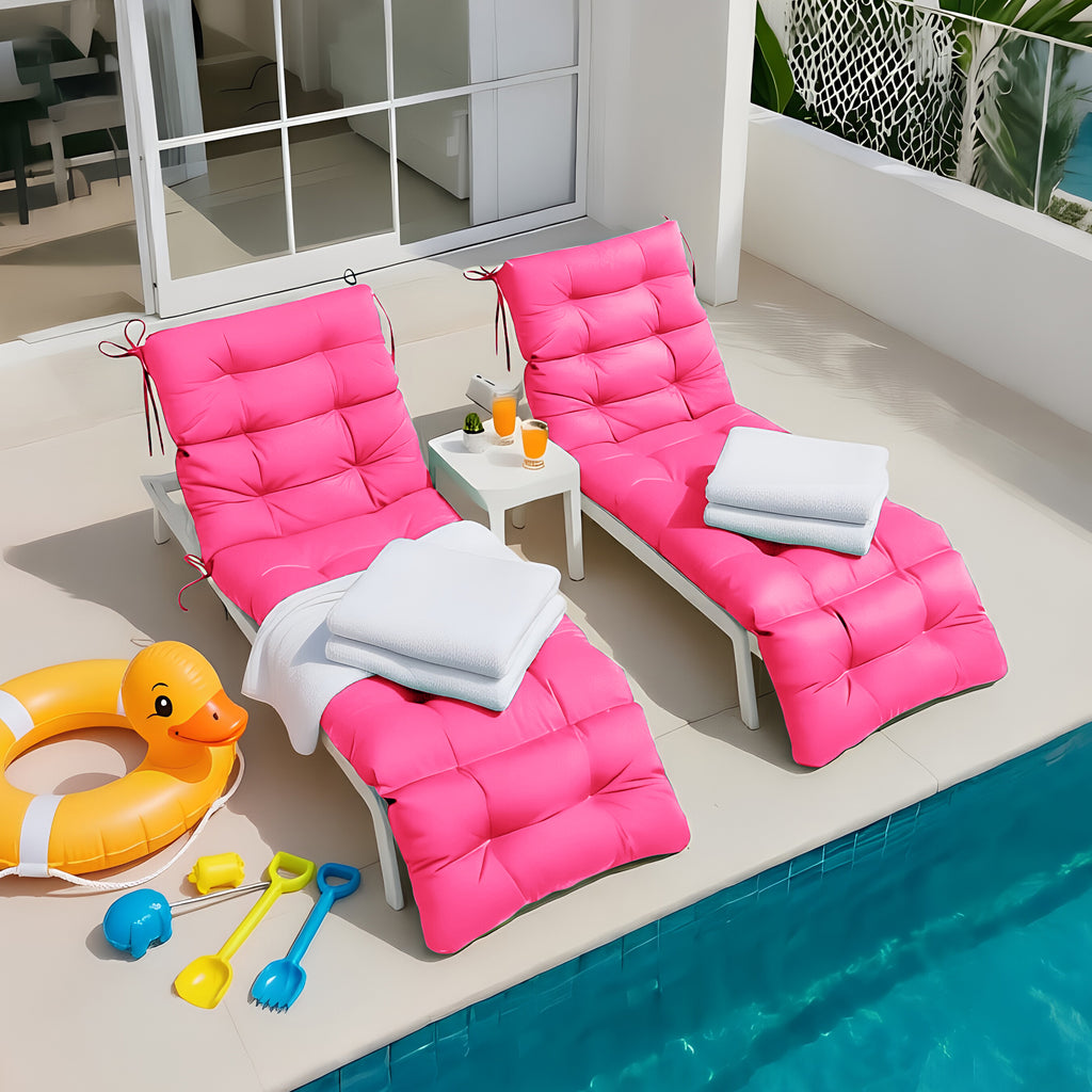 Outdoor Chaise Lounge Chair Cushion 72 x 22 x 4 Inches 100% Waterproof Polyester Patio Pool Lounge Chair Cushion for Outdoor Furniture with Ties