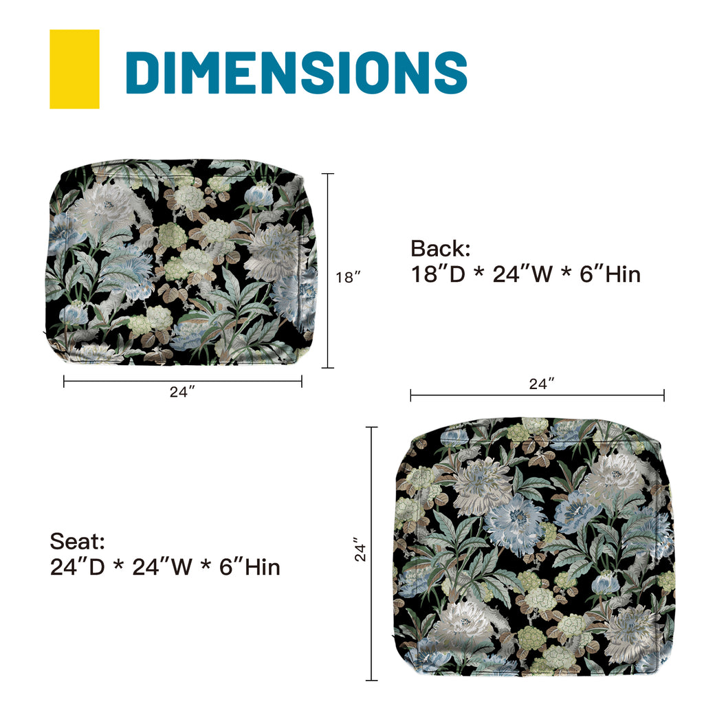 ARTPLAN Outdoor Deep Seat Slipcovers，Set of 2 24x24x6" 18x24 Olefin,Square Outdoor Cushion Cover, for Patio Funiture