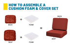 ARTPLAN Outdoor Cushions for Patio Furniture, 24x24x6" Thick Seat Cushion Set, Fade Resistant, Deep Seat Bottom and Back Cushion with Removable Cover