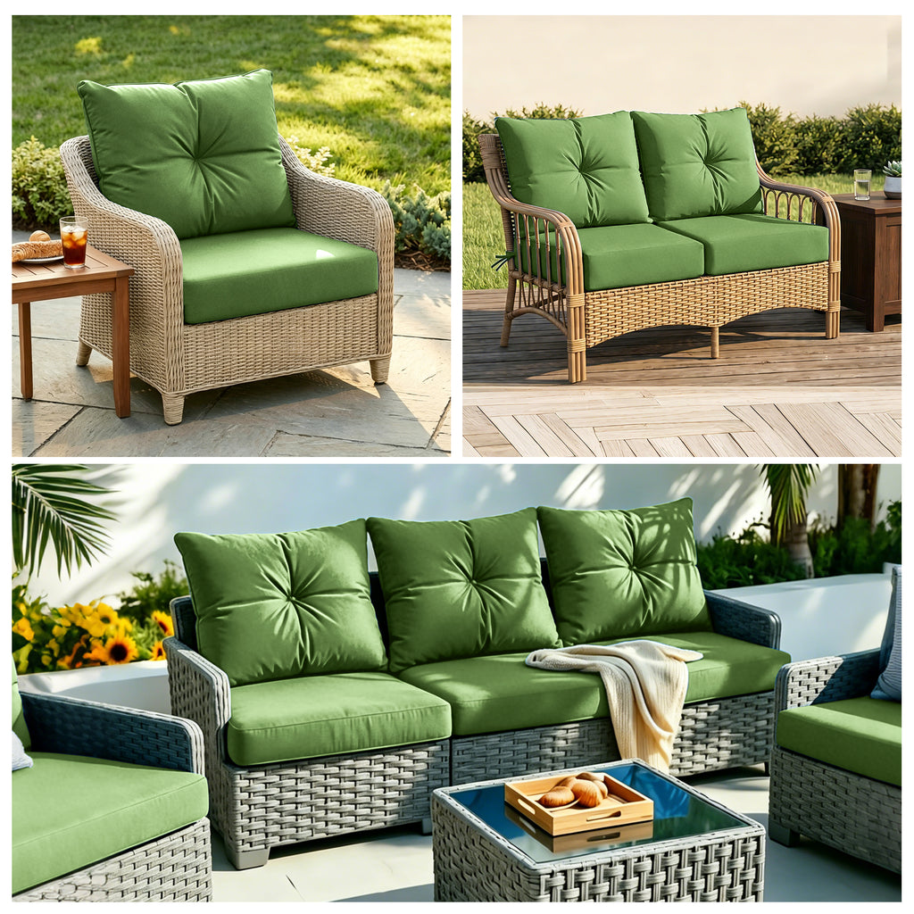 Outdoor Seat Cushion Set  24"W x 24"D x 4"T Waterproof & Fade Resistant Patio Furniture Cushions with Removable Zipper Cover, High-Resilience Foam for Chair Sofa Couch