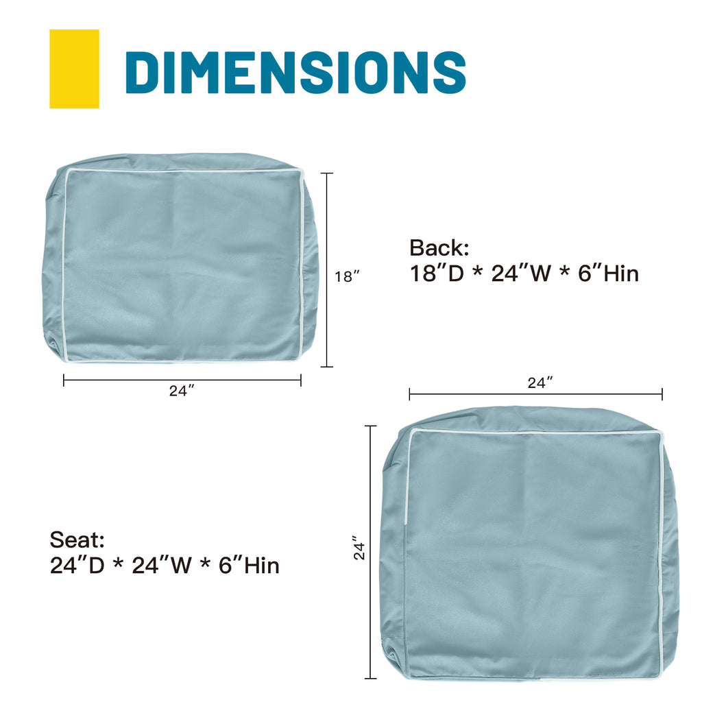 ARTPLAN Outdoor Deep Seat Slipcovers，Set of 2 24x24x6" 18x24 Olefin,Square Outdoor Cushion Cover, for Patio Funiture