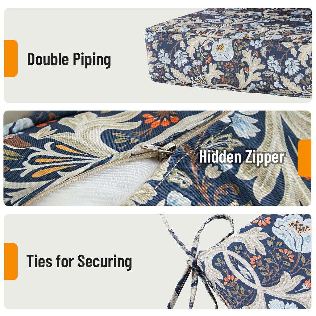 Deep Seat Pillow and High Back Chair Cushions Outdoor Water Repellent Replacement Patio Seating Cushions,Seat 24"x24"x6",Back 22"x24"x6"