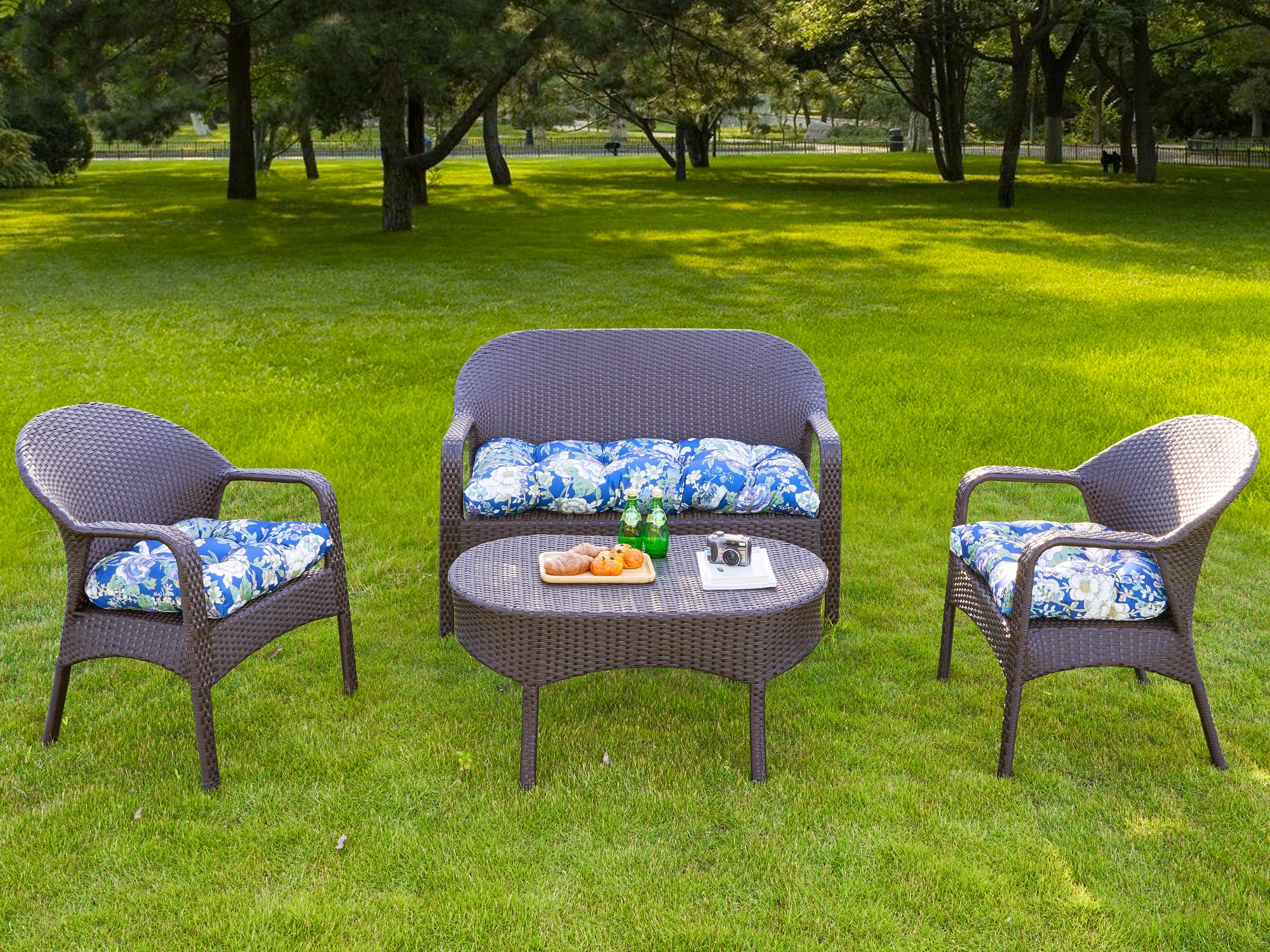 ARTPLAN Outdoor Chair Cushions,3 Piece Loveseat Outdoor Cushions Set,Tufted/Wicker Patio Cushion for Patio Furniture All Weather,44"x19"x5"