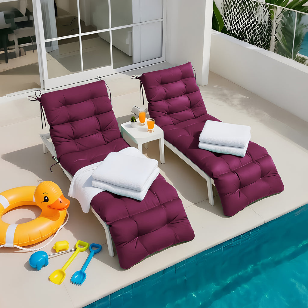 Outdoor Chaise Lounge Chair Cushion 72 x 22 x 4 Inches 100% Waterproof Polyester Patio Pool Lounge Chair Cushion for Outdoor Furniture with Ties