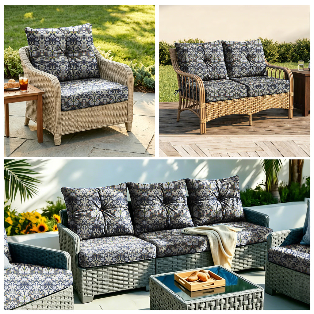 Outdoor Seat Cushion Set  24"W x 24"D x 4"T Waterproof & Fade Resistant Patio Furniture Cushions with Removable Zipper Cover, High-Resilience Foam for Chair Sofa Couch