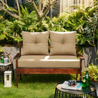 ARTPLAN Outdoor Loveseat Deep Seat Cushion Set, 46"x24"x4" Water Repellent Fade-Resistant Patio Cushions, Solution-Dyed Fabric with Removable Zipper Cover, High-Density Foam for Bench, Swing & Patio Furniture