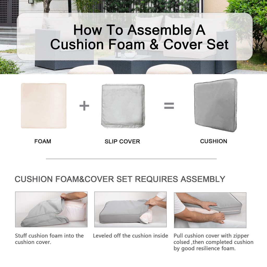ARTPLAN 2-Piece Deep Seat Cushion Set with Backrest - Multiple Colors | All-Weather Outdoor Sofa Cushions for Sectionals & Patio Conversation Sets