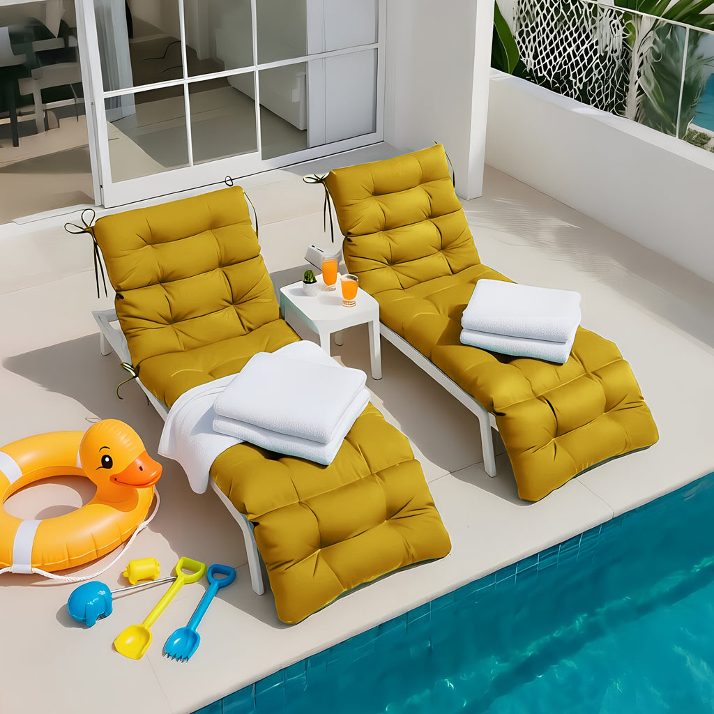Outdoor Chaise Lounge Chair Cushion 72 x 22 x 4 Inches 100% Waterproof Polyester Patio Pool Lounge Chair Cushion for Outdoor Furniture with Ties