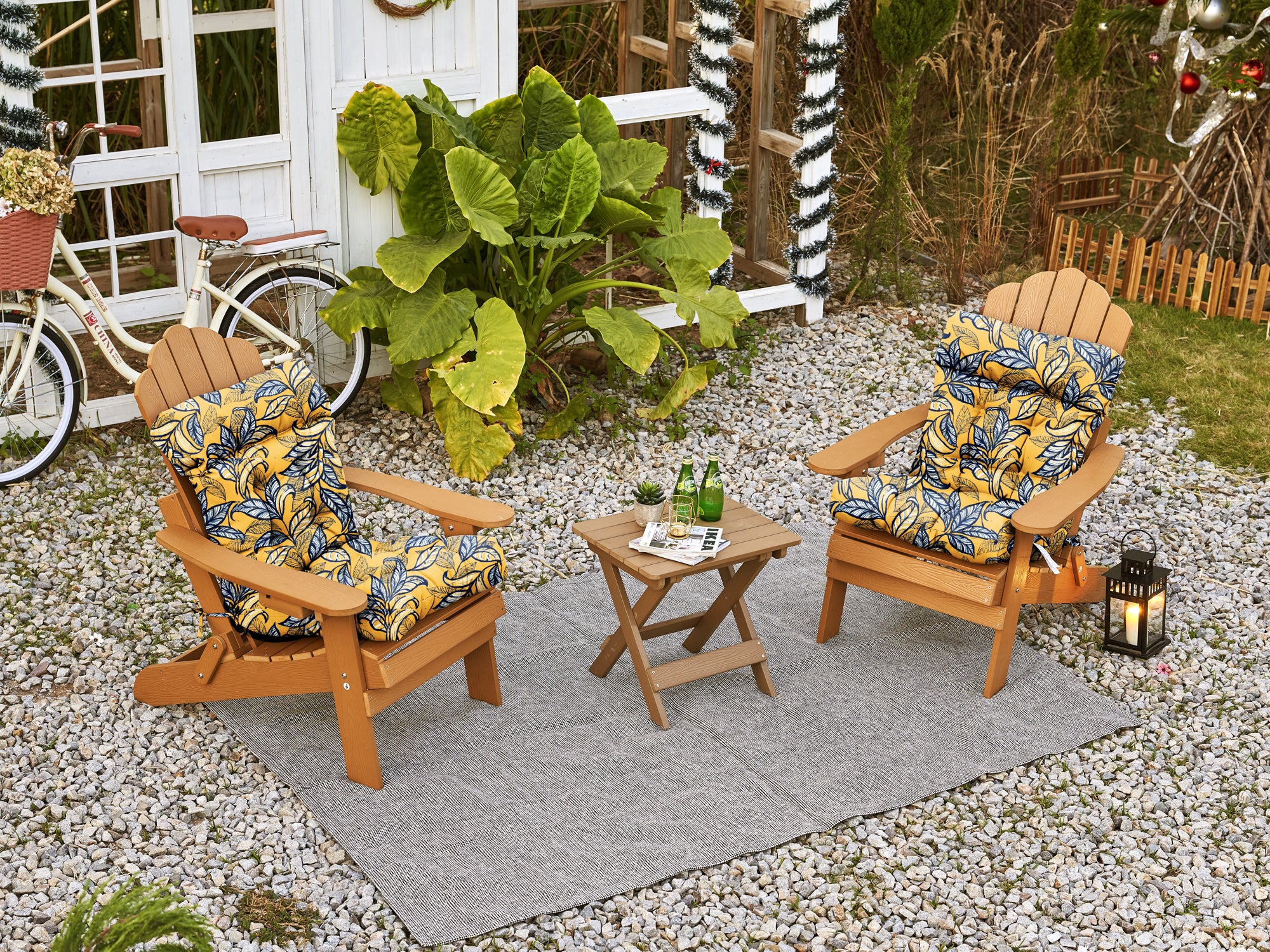 ARTPLAN Patio Chair Cushions Combined Seat and Back,Tufted Outdoor Swivel Chair Cushion with Tie,40"x20"x4"，Floral