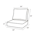 ARTPLAN Deep Seat Outdoor Cushion,Set 24"x24"x6" ,18x24" Bench Outdoor Chair Cushions, Polyester Fill Back for Patio Furniture ,Square