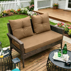ARTPLAN Outdoor Loveseat Deep Seat Cushion Set, 46"x24"x4" Water Repellent Fade-Resistant Patio Cushions, Solution-Dyed Fabric with Removable Zipper Cover, High-Density Foam for Bench, Swing & Patio Furniture