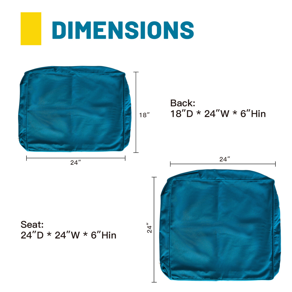 ARTPLAN Outdoor Deep Seat Slipcovers，Set of 2 24x24x6" 18x24 Olefin,Square Outdoor Cushion Cover, for Patio Funiture
