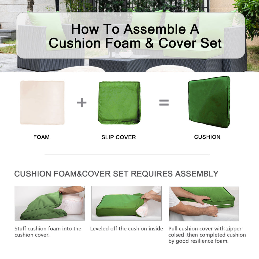 ARTPLAN 2-Piece Deep Seat Cushion Set with Backrest - Multiple Colors | All-Weather Outdoor Sofa Cushions for Sectionals & Patio Conversation Sets