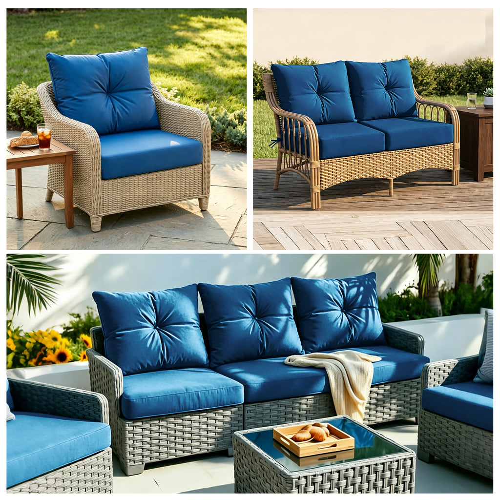Outdoor Seat Cushion Set  24"W x 24"D x 4"T Waterproof & Fade Resistant Patio Furniture Cushions with Removable Zipper Cover, High-Resilience Foam for Chair Sofa Couch