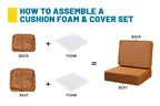 ARTPLAN Outdoor Cushions for Patio Furniture, 24x24x6" Thick Seat Cushion Set, Fade Resistant, Deep Seat Bottom and Back Cushion with Removable Cover