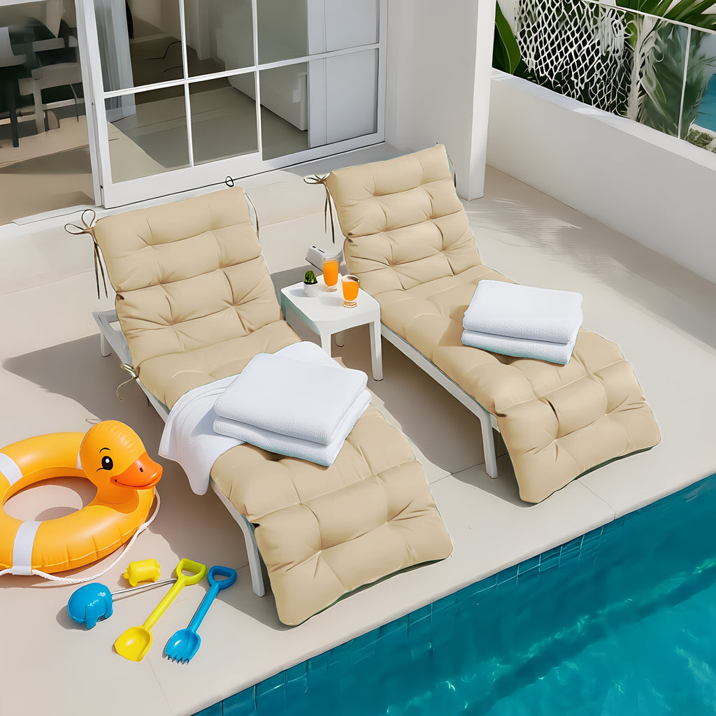 Outdoor Chaise Lounge Chair Cushion 72 x 22 x 4 Inches 100% Waterproof Polyester Patio Pool Lounge Chair Cushion for Outdoor Furniture with Ties