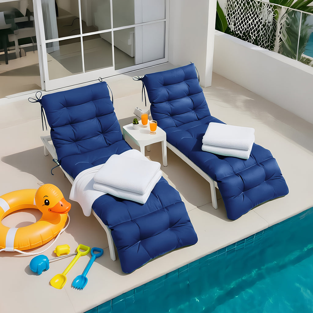 Outdoor Chaise Lounge Chair Cushion 72 x 22 x 4 Inches 100% Waterproof Polyester Patio Pool Lounge Chair Cushion for Outdoor Furniture with Ties