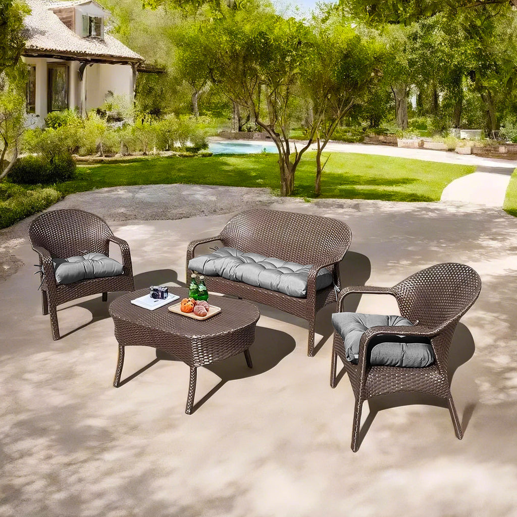 3 Pieces Outdoor Chair Cushions Clearance with Ties,44x19x5 Inches,1 Love seat &2 U-Shape Tufted Patio Bench Cushions for Wicker Outdoor Furniture,All Weather,