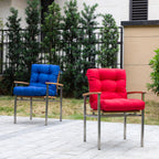Artplan Outdoor Cushions Wicker Tufted Pillow with Back for Outdoor Furniture, Rocking Chair Cushion Premium Tufted Pads Set of Upper and Lower with Ties