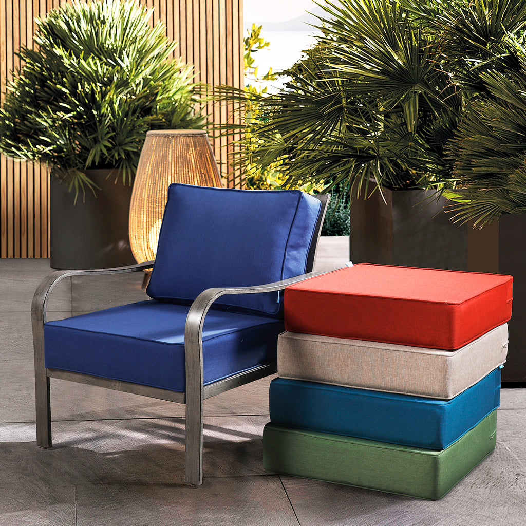 ARTPLAN Deep Seat Outdoor Cushion,Set 24"x24"x6" ,18x24" Bench Outdoor Chair Cushions, Polyester Fill Back for Patio Furniture ,Square