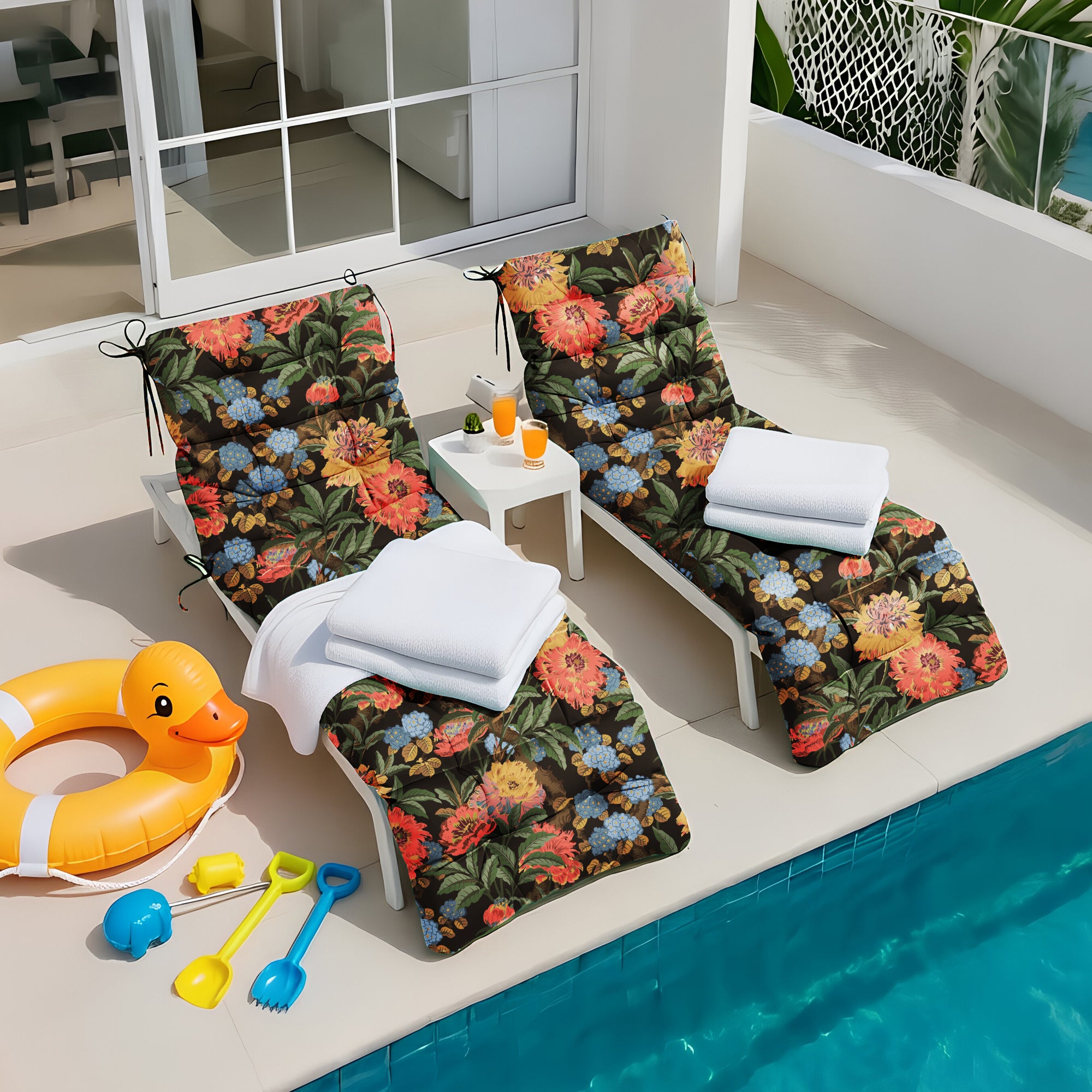 Outdoor Chaise Lounge Chair Cushion 72 x 22 x 4 Inches 100% Waterproof Polyester Patio Pool Lounge Chair Cushion for Outdoor Furniture with Ties