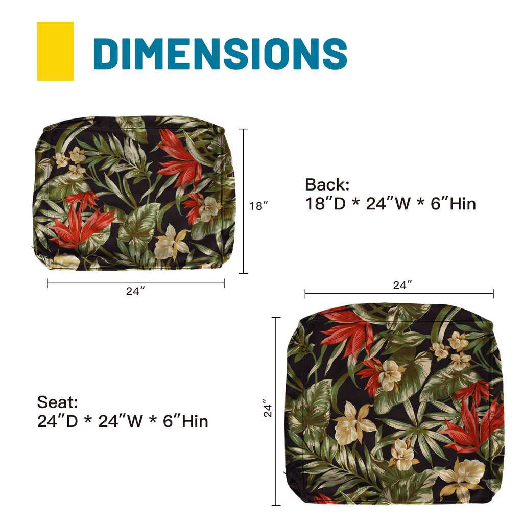 ARTPLAN Outdoor Deep Seat Slipcovers，Set of 2 24x24x6" 18x24 Olefin,Square Outdoor Cushion Cover, for Patio Funiture