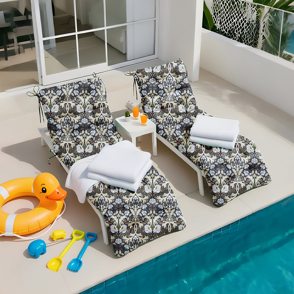 Outdoor Chaise Lounge Chair Cushion 72 x 22 x 4 Inches 100% Waterproof Polyester Patio Pool Lounge Chair Cushion for Outdoor Furniture with Ties