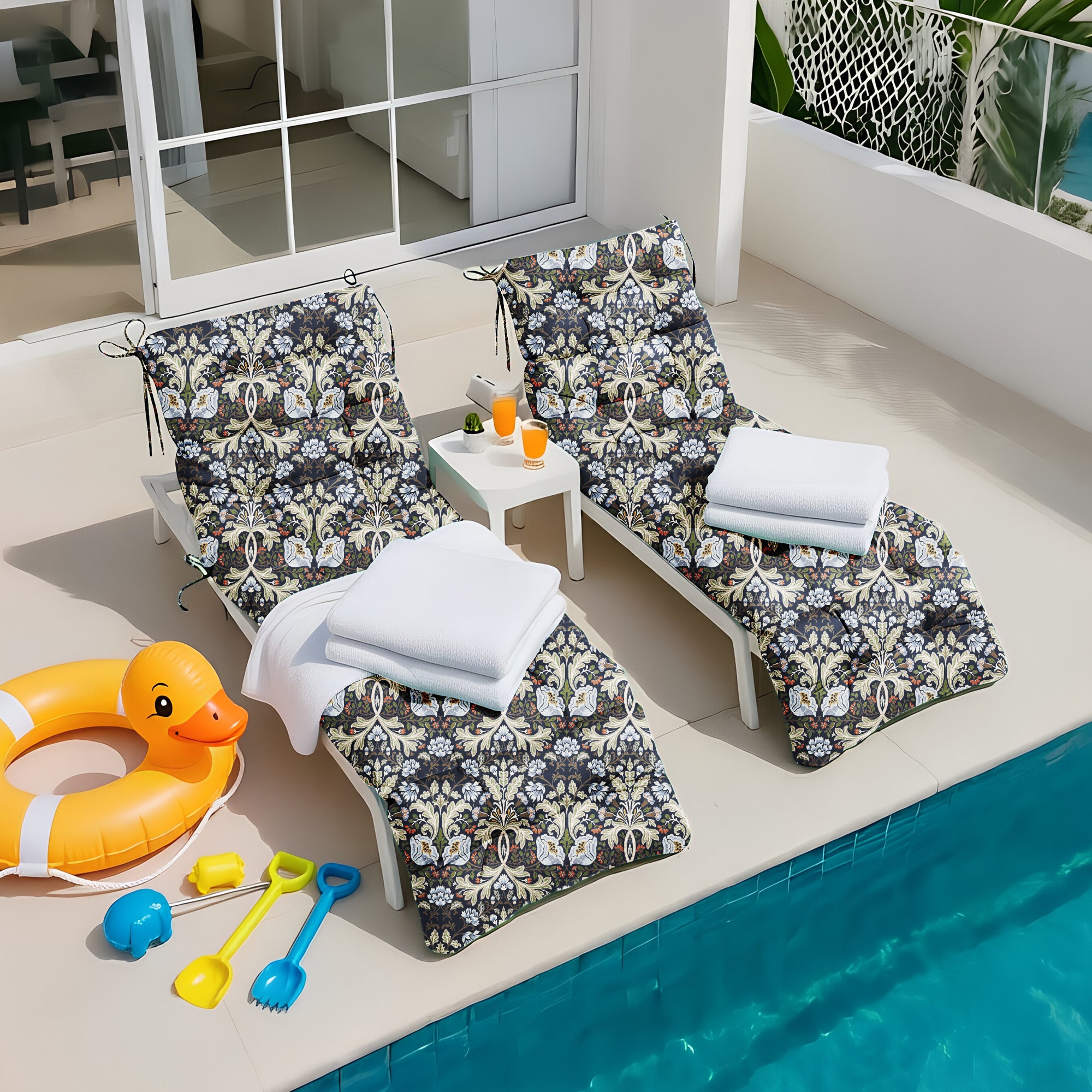 Outdoor Chaise Lounge Chair Cushion 72 x 22 x 4 Inches 100% Waterproof Polyester Patio Pool Lounge Chair Cushion for Outdoor Furniture with Ties