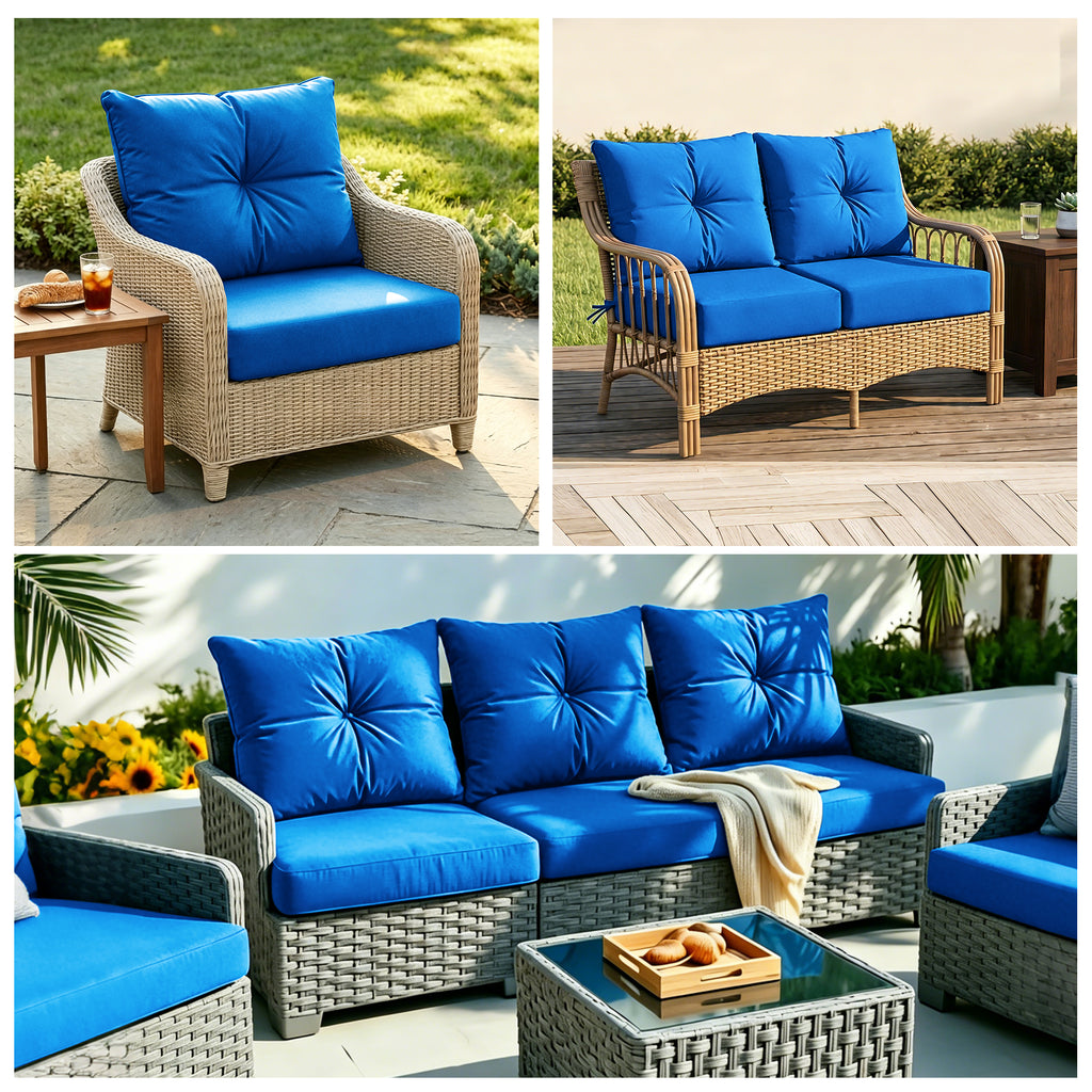 Outdoor Seat Cushion Set  24"W x 24"D x 4"T Waterproof & Fade Resistant Patio Furniture Cushions with Removable Zipper Cover, High-Resilience Foam for Chair Sofa Couch