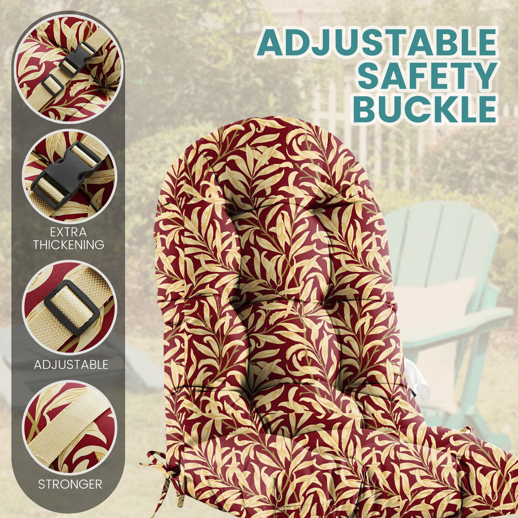 Floral High-Back Seat Cushion - Waterproof Outdoor Adirondack Chair Cushion for Patio Furniture with Tie, Vibrant Patterns, Premium Elastic Padding, Multi-Scenario Use