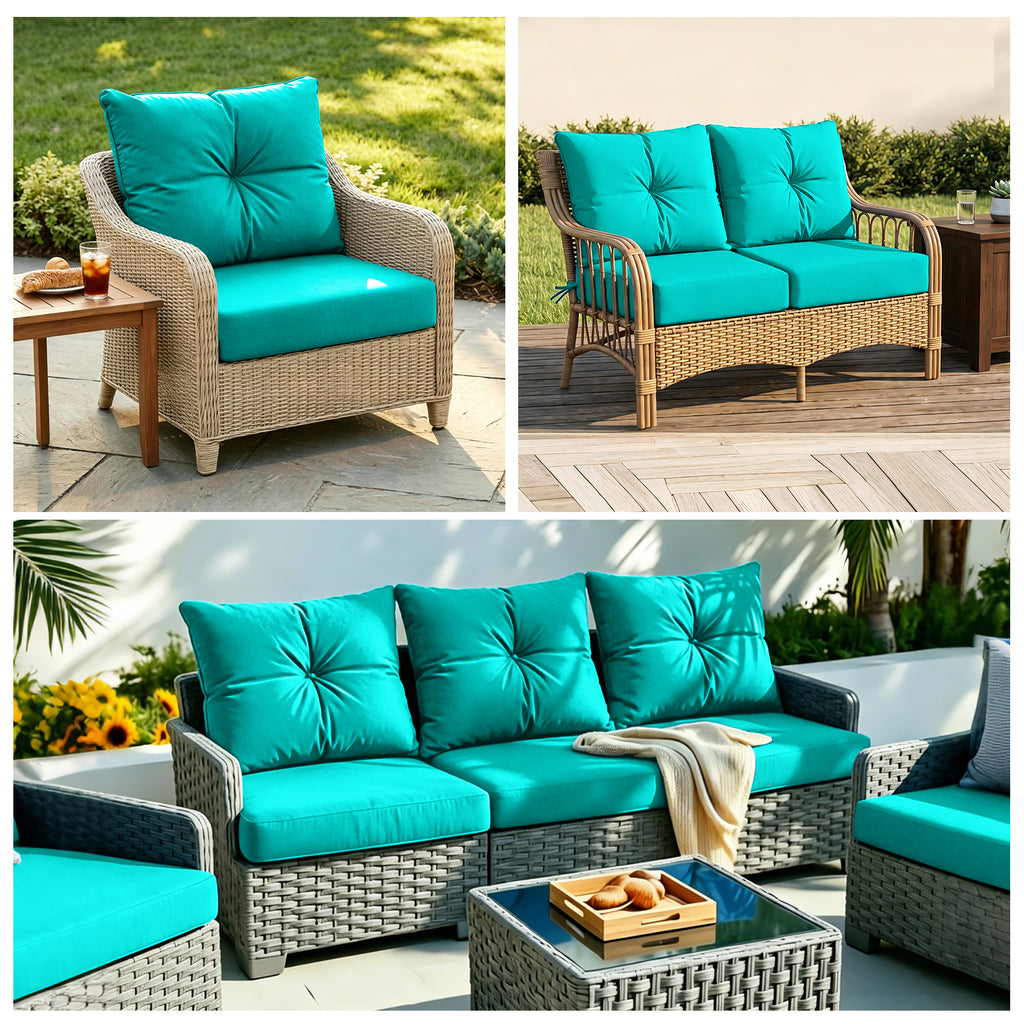 Outdoor Seat Cushion Set  24"W x 24"D x 4"T Waterproof & Fade Resistant Patio Furniture Cushions with Removable Zipper Cover, High-Resilience Foam for Chair Sofa Couch
