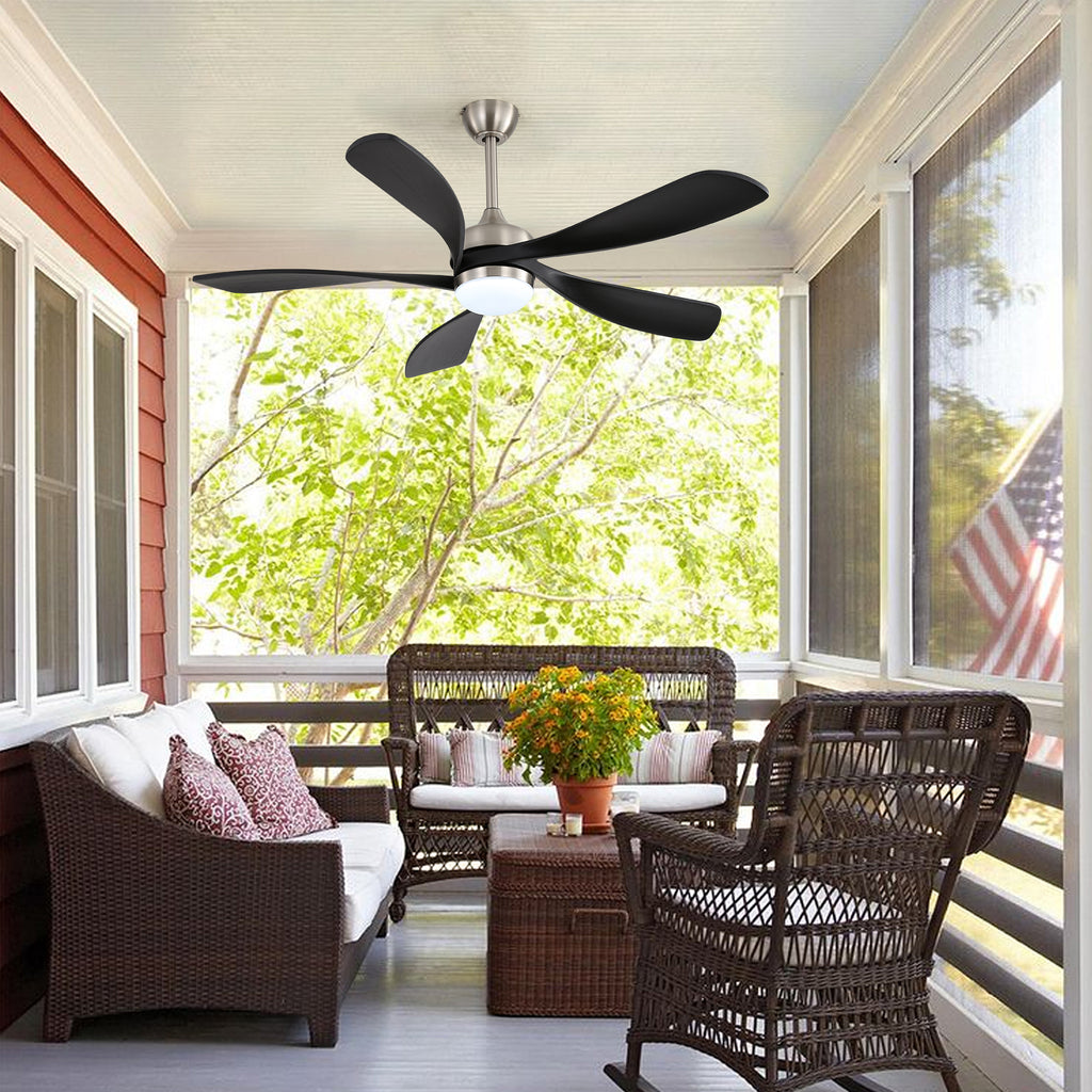 52 Inch Ceiling Fan with Light and Remote Control, 6-Speed Reversible Quiet DC Motor, 3 Color Temperatures LED Light, 3 Timer Settings, Adjustable Height for Large Room, Bedroom, Living Room (Walnut/Black/Orginal/White/Sakuragi)