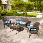 3 Pieces Outdoor Chair Cushions Set–Waterproof Tufted Cushions with Ties for Patio coversation, Loveseat & Bench, 44"x19"x5" UV-Resistant & Fade-Proof with Premium Polyester Filled