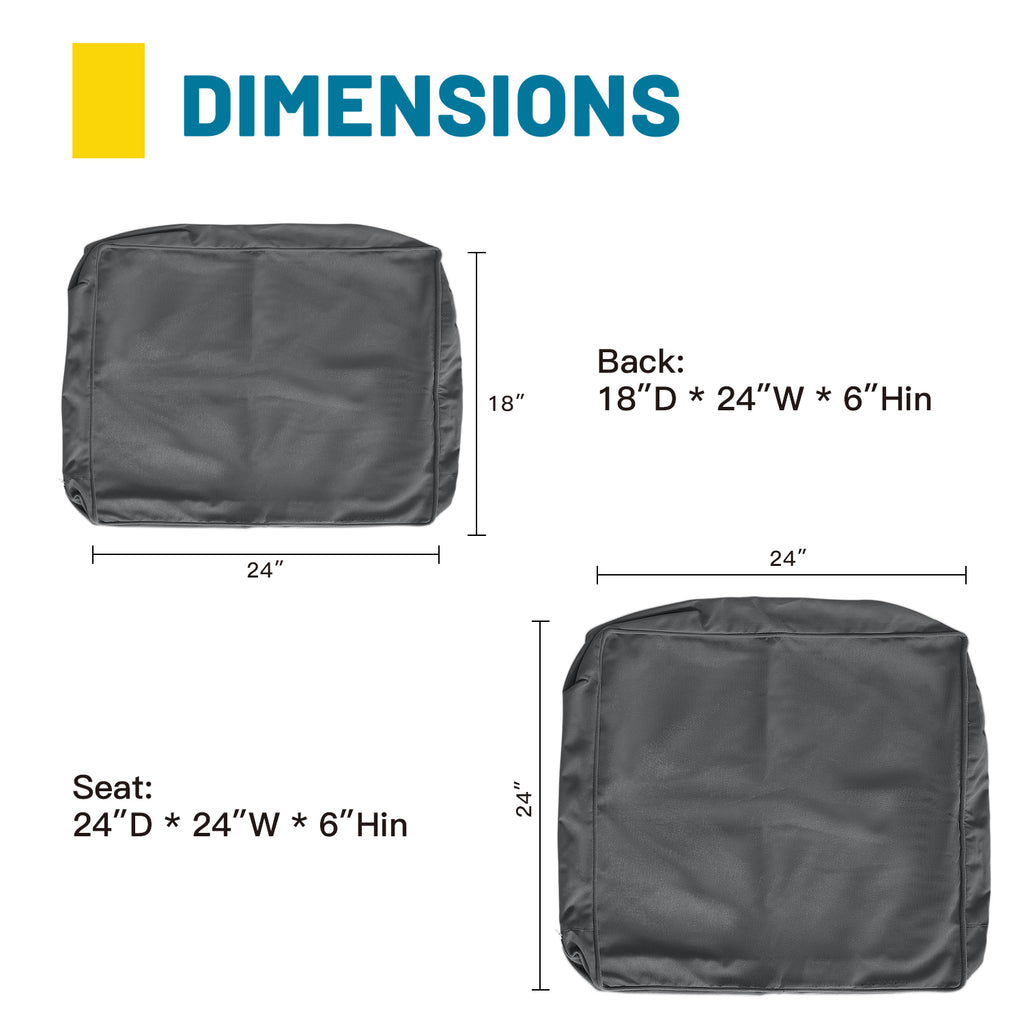 ARTPLAN Outdoor Deep Seat Slipcovers，Set of 2 24x24x6" 18x24 Olefin,Square Outdoor Cushion Cover, for Patio Funiture