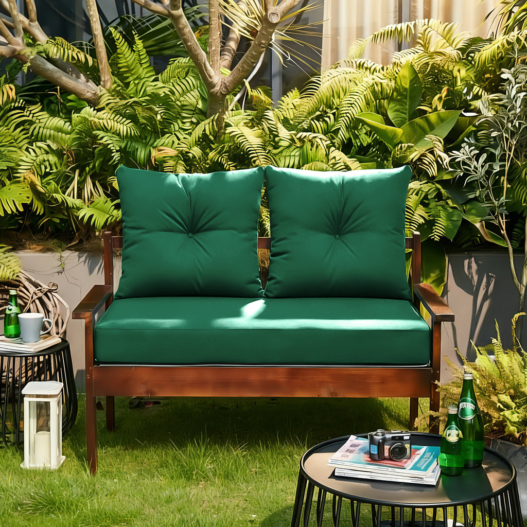 ARTPLAN Outdoor Loveseat Deep Seat Cushion Set, 46"x24"x4" Water Repellent Fade-Resistant Patio Cushions, Solution-Dyed Fabric with Removable Zipper Cover, High-Density Foam for Bench, Swing & Patio Furniture