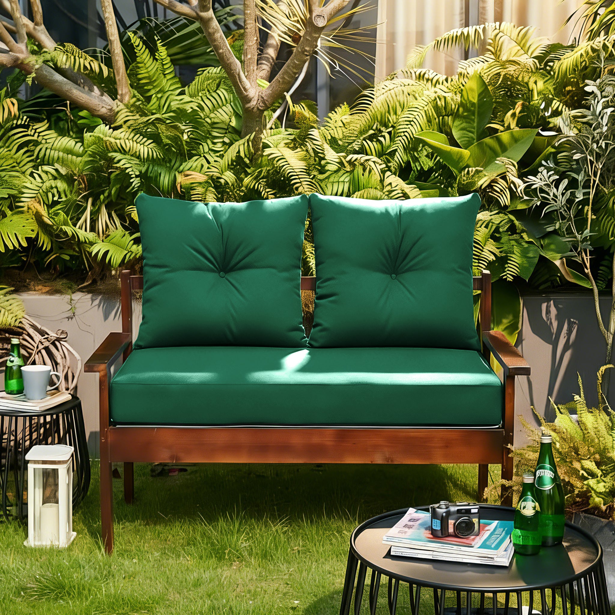 ARTPLAN Outdoor Loveseat Deep Seat Cushion Set, 46"x24"x4" Water Repellent Fade-Resistant Patio Cushions, Solution-Dyed Fabric with Removable Zipper Cover, High-Density Foam for Bench, Swing & Patio Furniture