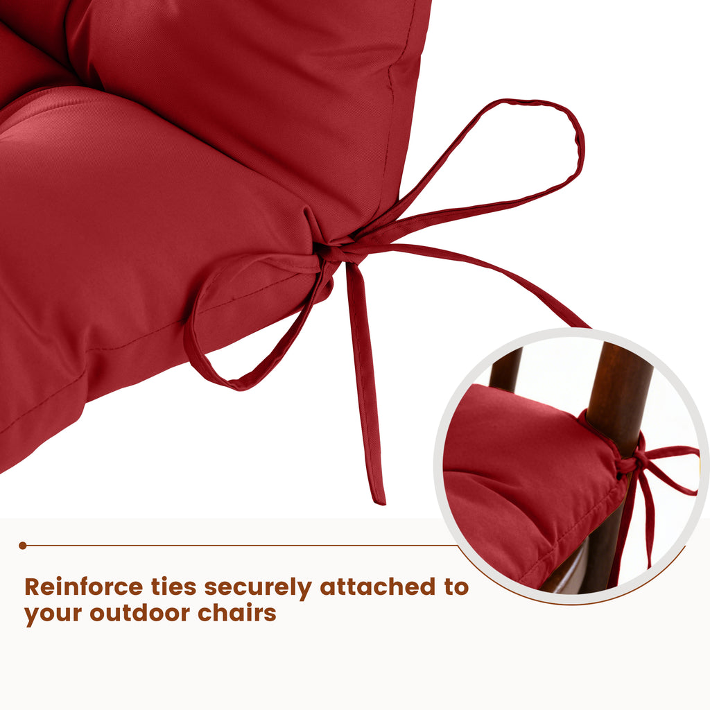 Patio Rocking Chair Cushion with Ties,48"x21"x4" Water Resistant Polyester High Back Replacement Pad, Thick Filled Outdoor Patio Cushions for Porch Deck Balcony Garden Seating