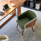 ARTPLAN Modern Dining Chair Faux Leather, Walnut Top Metal Legs Kitchen Seat，set of 1/set of 2