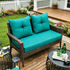 ARTPLAN Outdoor Loveseat Deep Seat Cushion Set, 46"x24"x4" Water Repellent Fade-Resistant Patio Cushions, Solution-Dyed Fabric with Removable Zipper Cover, High-Density Foam for Bench, Swing & Patio Furniture