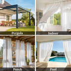 Waterproof Sheer Curtains 2 Panels, UV Protected Voile Drapes for Gazebo